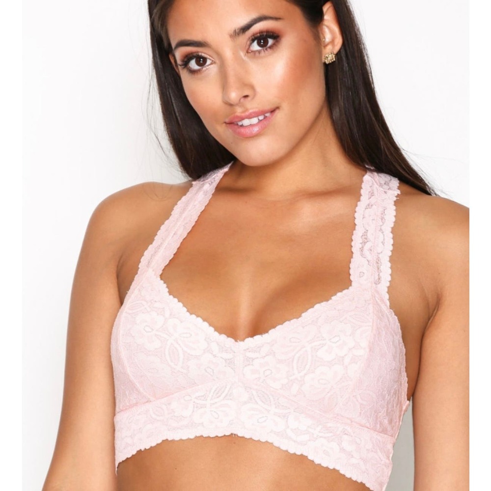 FREE PEOPLE Gallon Lace Bralette Size S Pink Stretch Nylon Racerback MSRP$20